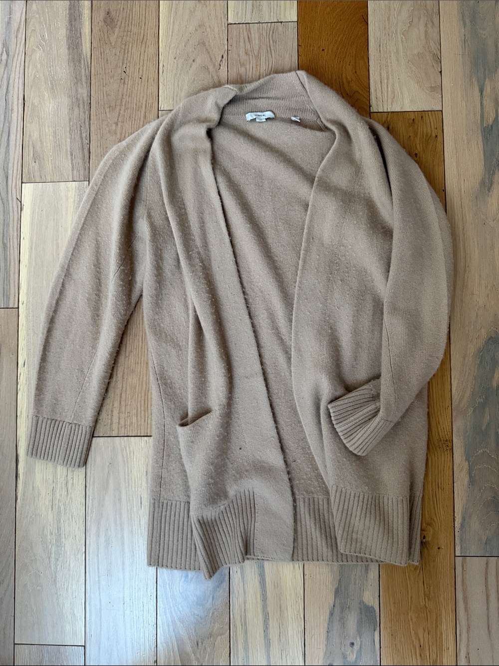 Vince Camel Open-Front Shawl Collar Cardigan